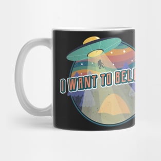 Retro I Want to Believe - UFO, Alien, and Bigfoot Mug